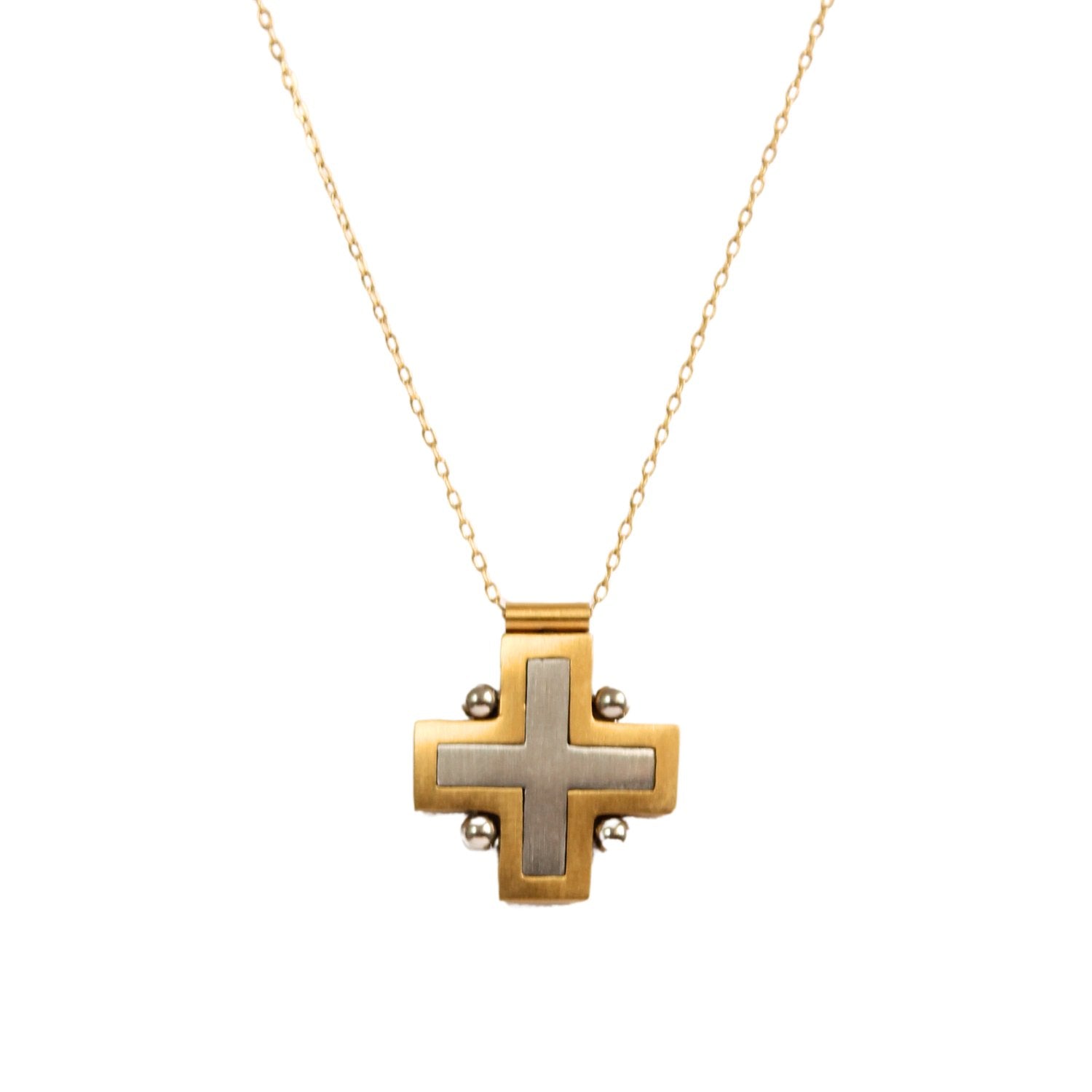 2 Tone Cross Necklace