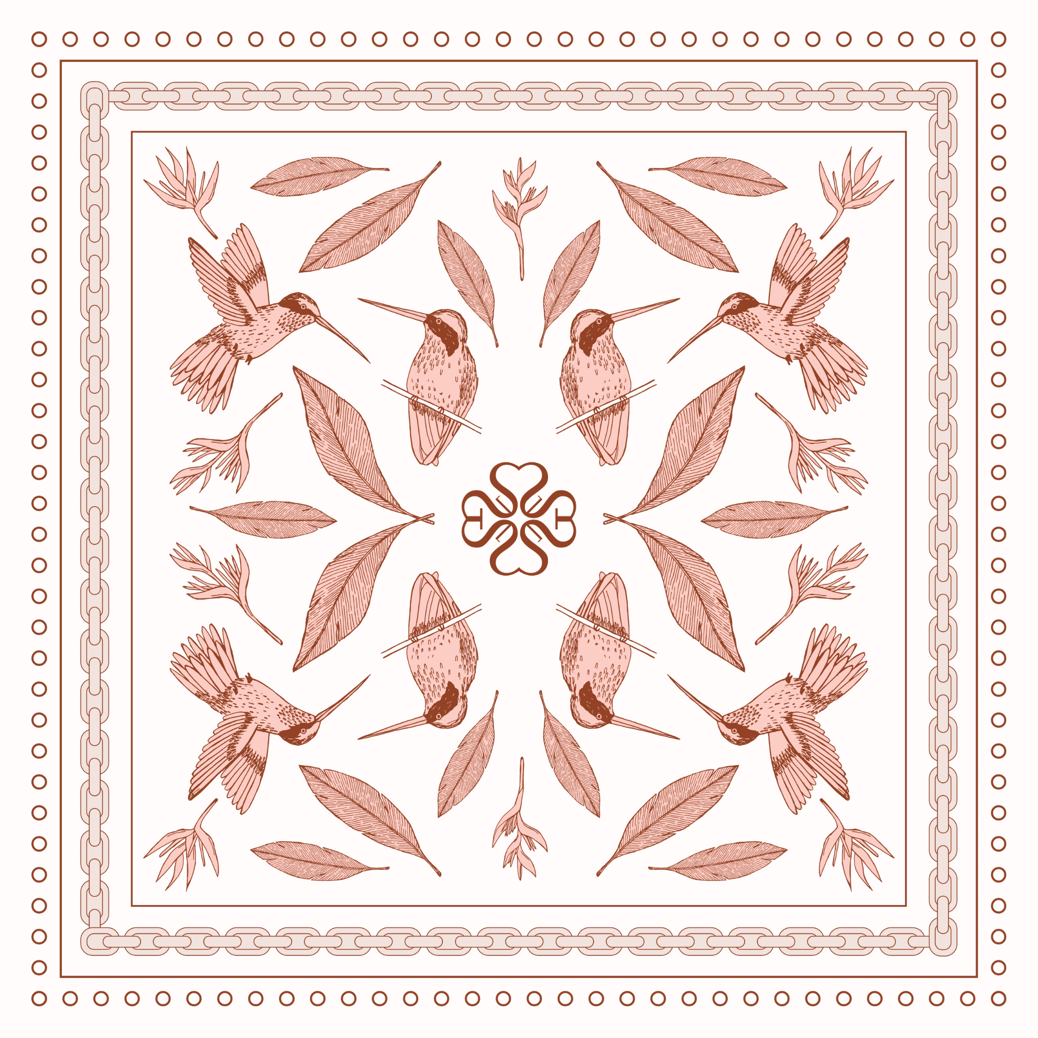 Pink Hummingbird Silk Scarf