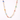 Necklace with colorful beads and gold paperclip links on a white background
