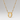 A gold necklace featuring a beaded chain and an oval pendant with a cutout design of the miracoulous virgen, shown against a neutral light gray background.