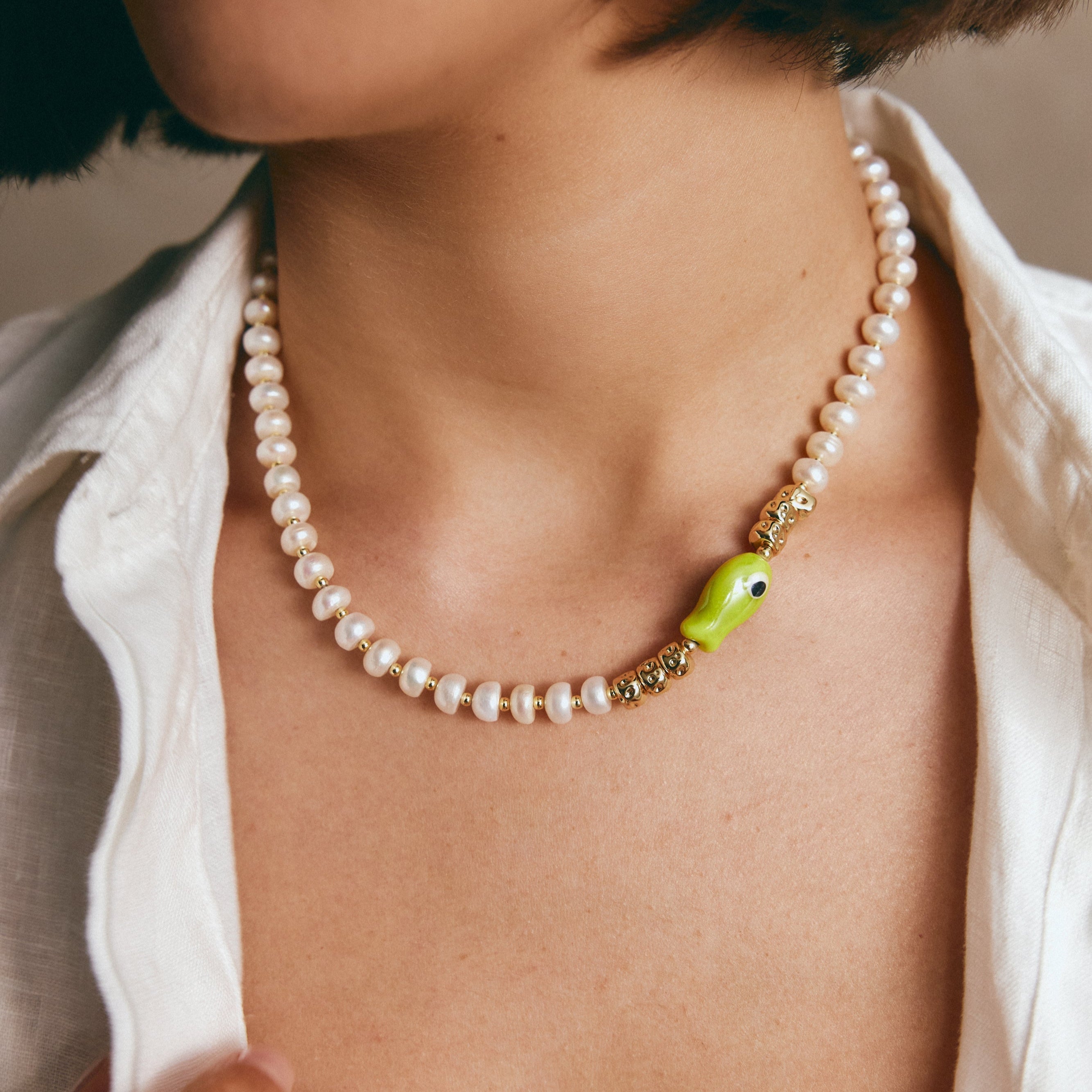 PEARLINA Lime Necklace