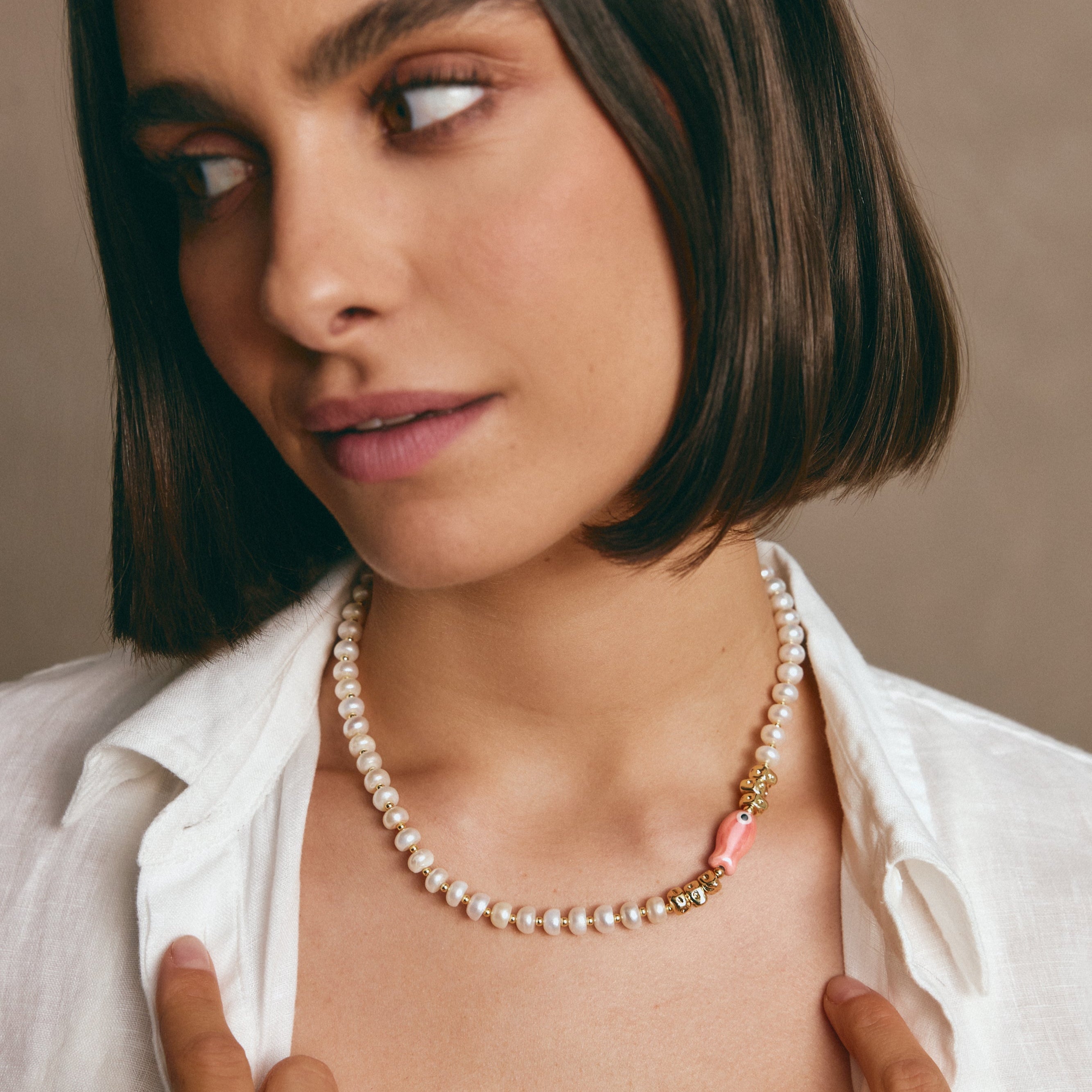 PEARLINA Pink Necklace