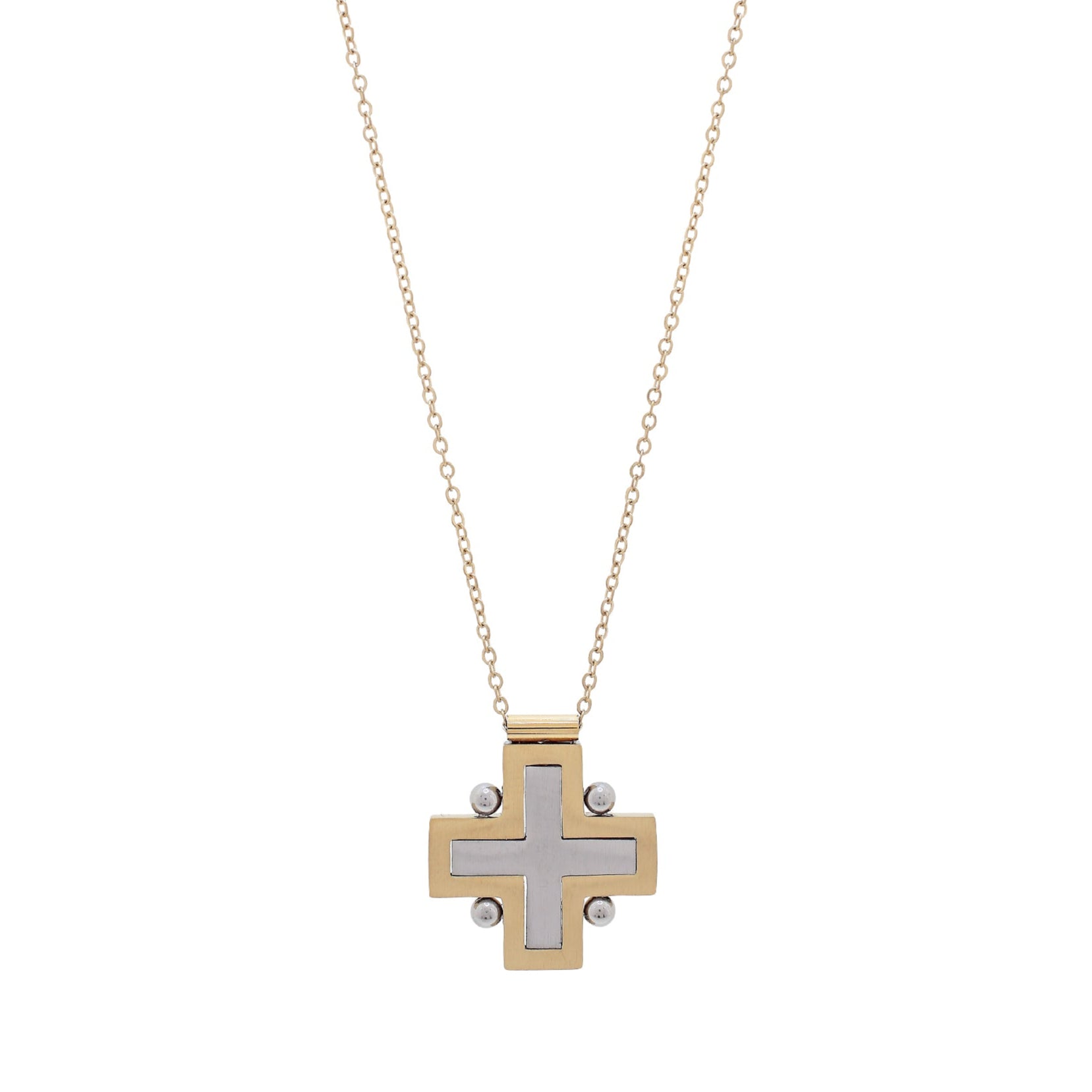2 Tone Cross Necklace