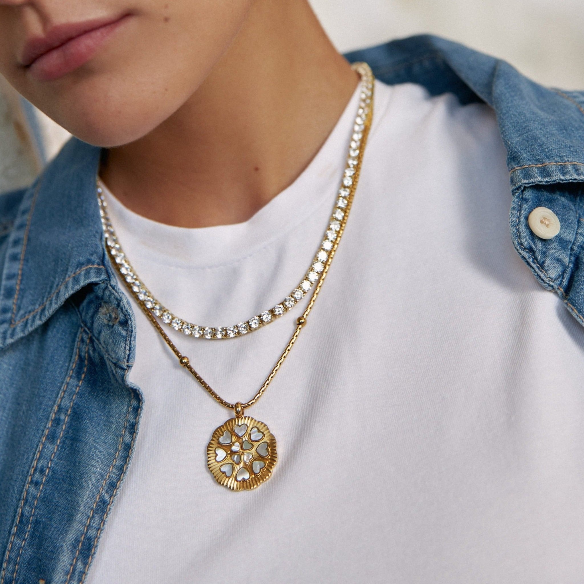 HAIL MARY Mother Pearl Heart Necklace