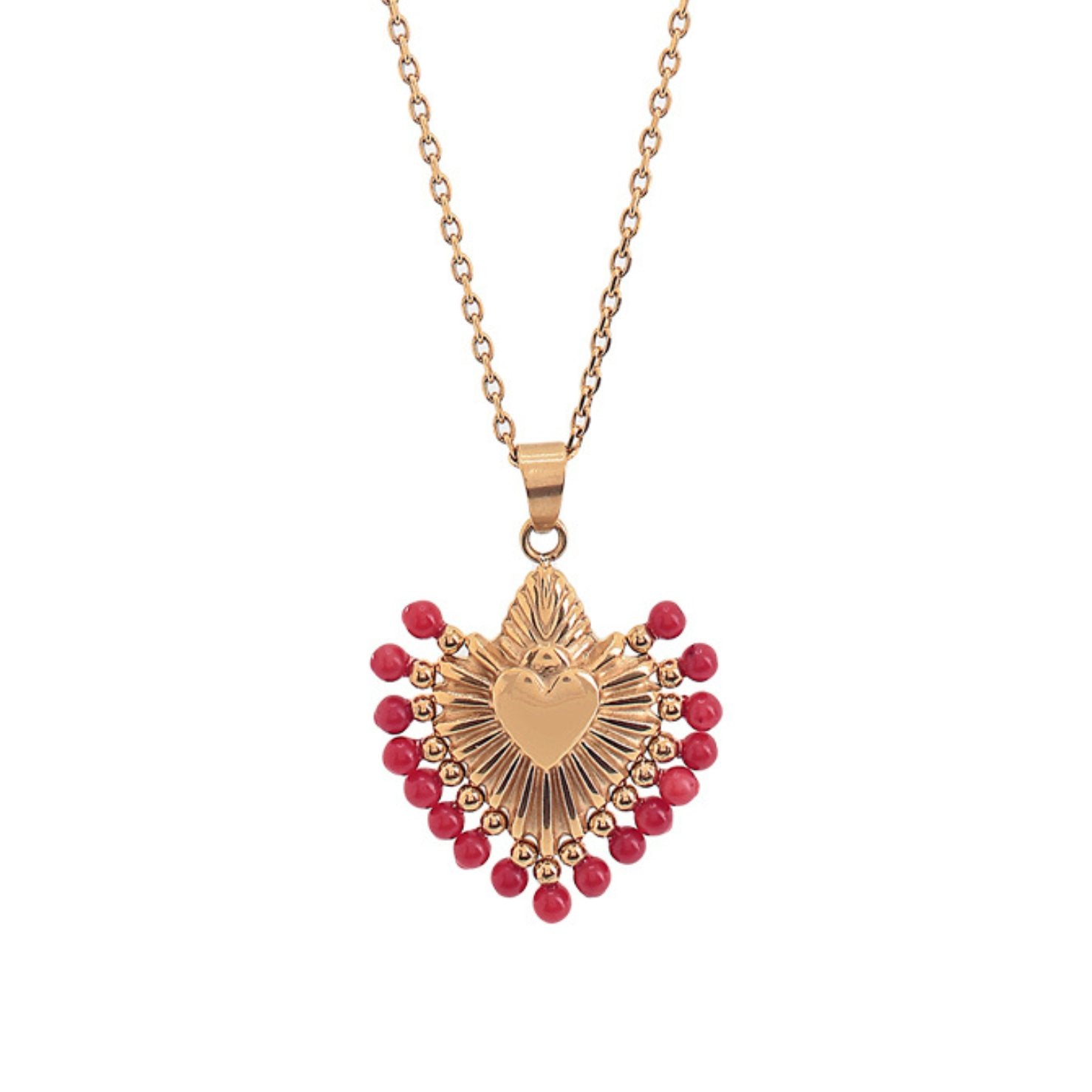 CUORE CORAL STONES NECKLACE