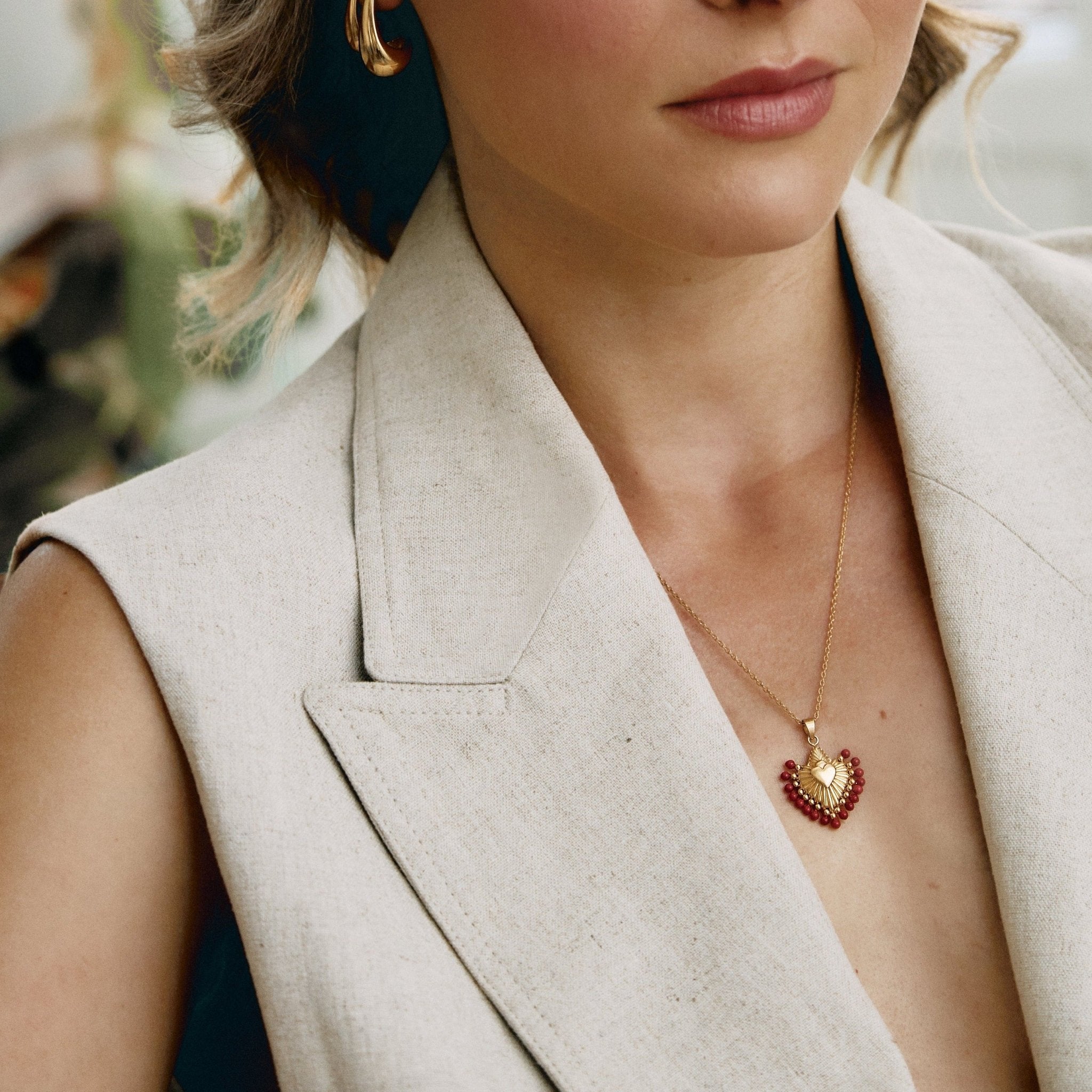 CUORE CORAL STONES NECKLACE