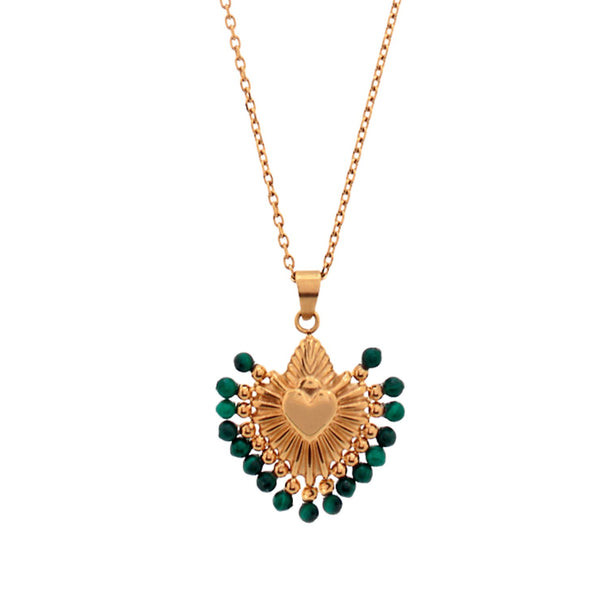 CUORE MALACHITE STONES NECKLACE – SANT LAIA