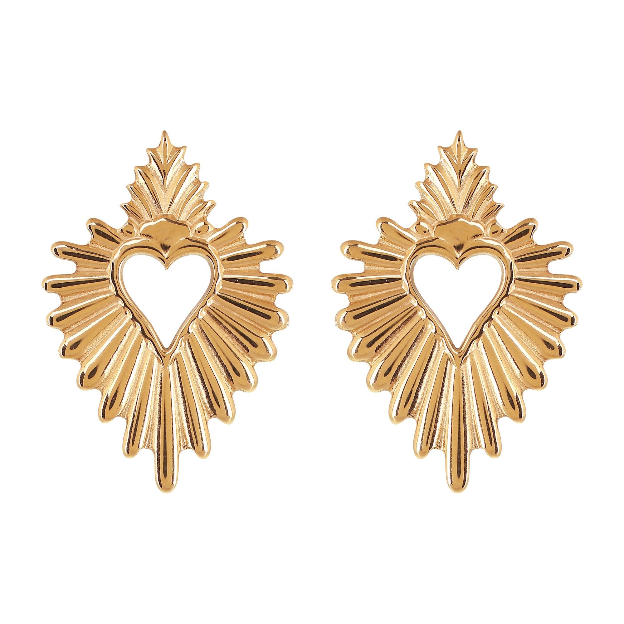 Shape heart gold earrings 