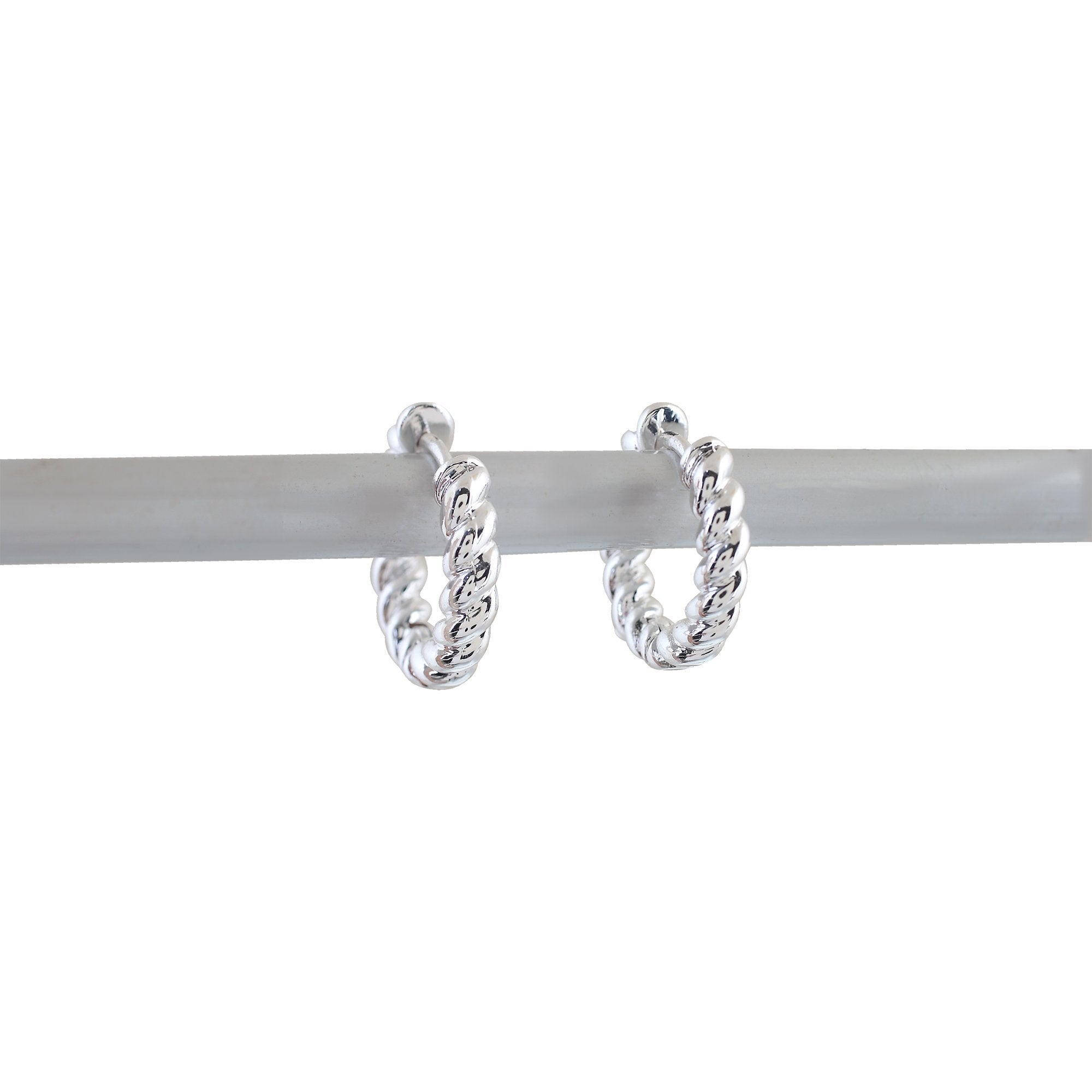 LET IT FLOW Twisted Hoop Earrings -Silver-