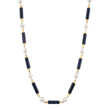 'ORIGEN' Pearls & Stones Necklace -Lapis - Ibiza Passion