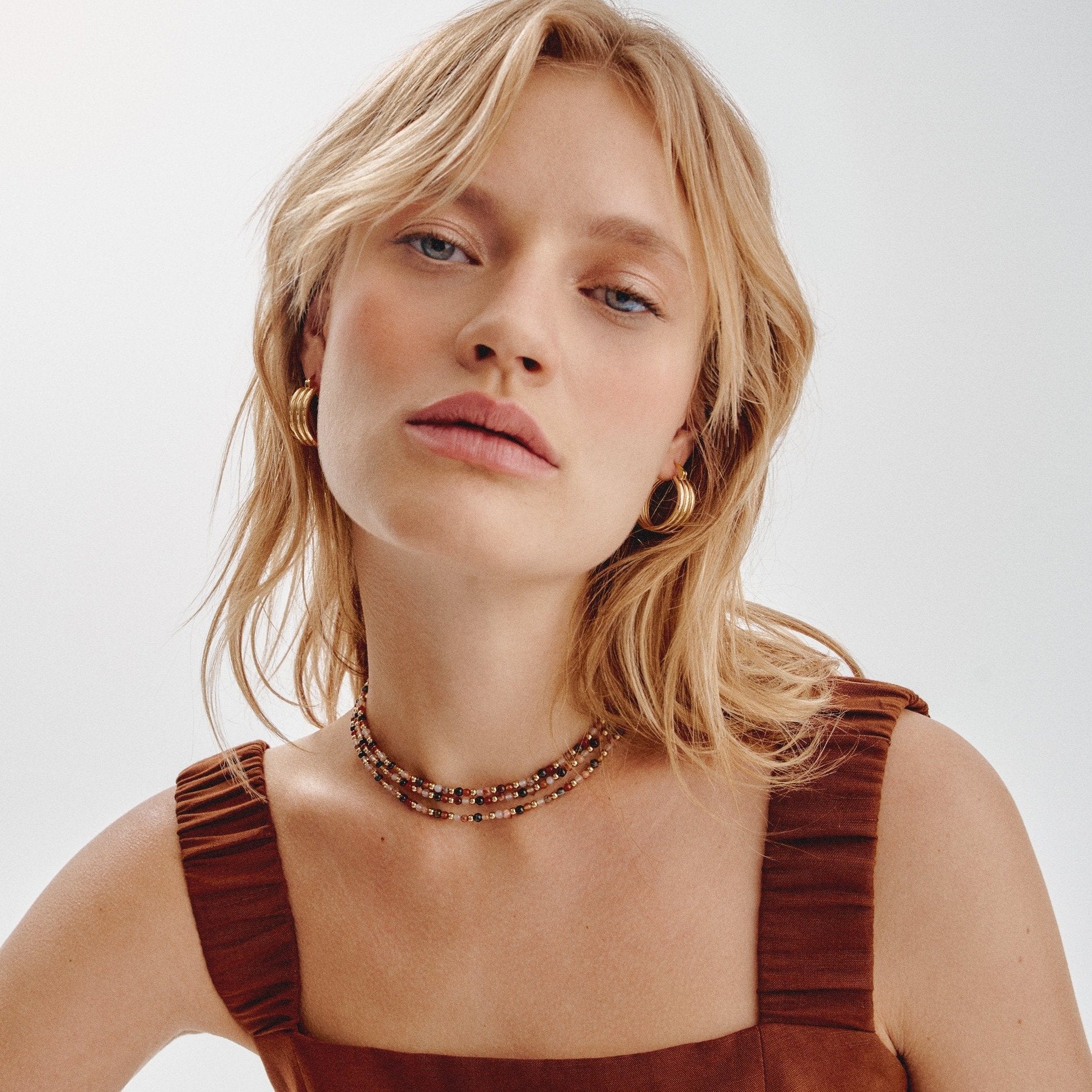 'VIDA' Triple Choker Necklace - Earth Tones- - Ibiza Passion